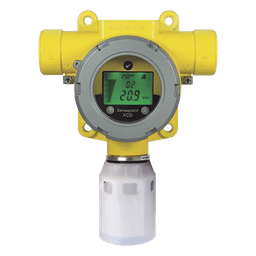 Detector fijo de gas industrial con sensor electroquímico de oxígeno 0-25% vol., salida 4-20 mA y Modbus, carcasa de aluminio IP66, certificado UL/c-UL/INMETRO