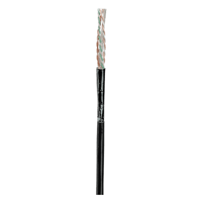Bobina de Cable UTP de 4 Pares, Con Aislamiento de Fluoropolímero, Cat6A (23 AWG), Uso Interior/Exterior Para Entorno Ambiental de Altas Temperaturas (Hasta 125°C), CMP (Plenum), Color Negro, 305 Metros (1000 Pies)