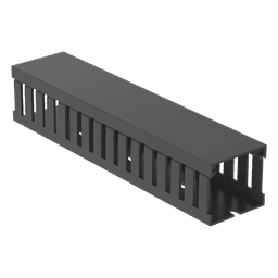 Canaleta Ranurada de PVC con Tapa, Tipo F, 44.5 mm de Ancho, 41.1 mm de Alto y 2 m de Largo, Color Gris