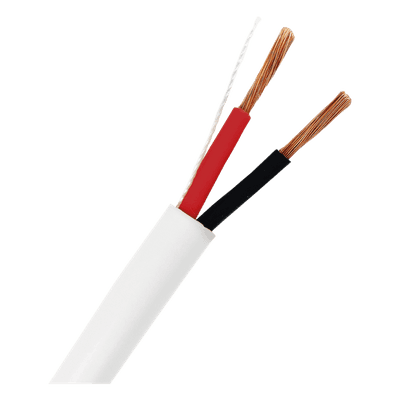 Bobina de 152 Metros (500 Pies) / 18AWG 2 Conductores / Cable Profesional de ALTA FIDELIDAD 100% Cobre / Libre de Oxígeno / Interior / Color Blanco / Para Aplicaciones de Audio, Control de Acceso y Automatización