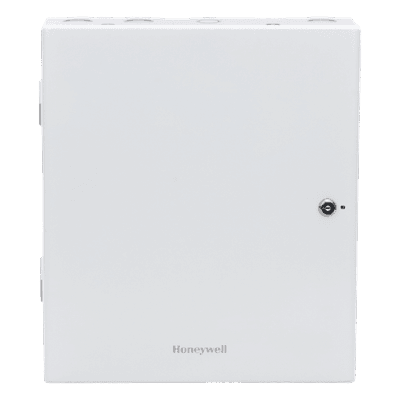 Controlador de acceso IP para 4 puertas con caja metálica, fuente de alimentación y batería incluidas, compatible OSDP v2 y Wiegand