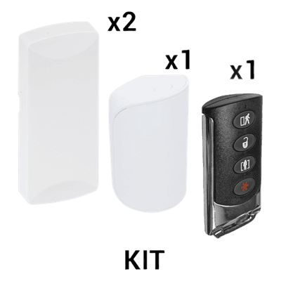 KIT Básico Sensores Inalámbricos - Incluye 2 Contactos Magnéticos, 1 PIR y 1 Llavero - Compatibles con Paneles DSC 433 MHz