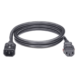 Cable de Alimentación Eléctrica Con Bloqueo de Seguridad, de IEC C14 a IEC C13, 1.8 Metros de Largo, Color Negro, Paquete de 10 Piezas