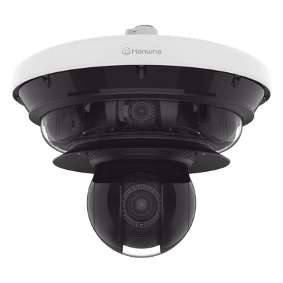 Cámara IP Multisensor 34MP (4 sensores 4K) con lentes motorizados / PTZ 2 MP 40X / Hasta 2 tarjetas MicroSD de 512GB / WDR de hasta 150dB / IP66 / IK10 / autoseguimiento / Inteligencia artificial para eventos
