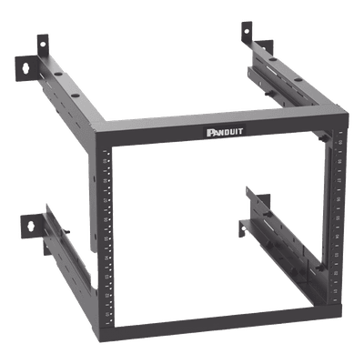 Rack PanZone® de Montaje en Pared, de 19in, Profundidad Ajustable, Rieles Numerados y Roscados #12-24, 9 UR, Color Negro