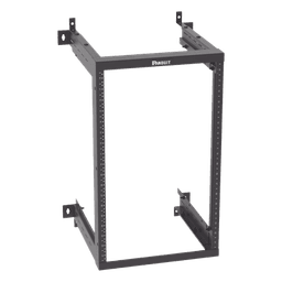 Rack PanZone® de Montaje en Pared, de 19in, Profundidad Ajustable, Rieles Numerados y Roscados #12-24, 18 UR, Color Negro