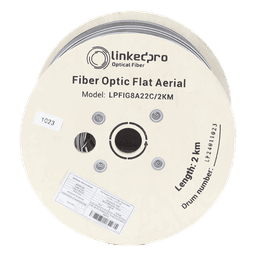 Carrete de 2 Kilómetros (6561.68 Pies) de Fibra Óptica Aérea Mini Figura 8 G.657A2 Tipo Drop Plana, Monomodo de 2 Hilos (Bifibra), Color Negro, (No Soporta Conectores Mecánicos)