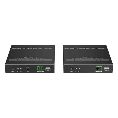 Kit extensor por fibra óptica | Hasta 40 kilómetros|  4K@60Hz | con IR | RS232