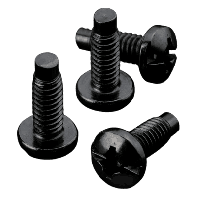 Kit de 20 Tornillos #10-32 x 0.75, Para Uso con Rieles de Tornillo Directo o Tuerca Enjaulada, de Acero, Color Negro