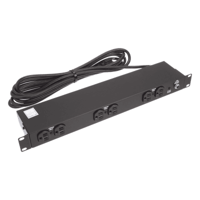 PDU Básico de Montaje en Rack, Con 6 Salidas Frontales NEMA 5-15R,  Enchufe de Entrada NEMA 5-15P, de 19in, 1UR, 15 Amp, 120 Vca 