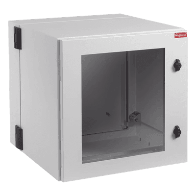 Gabinete Industrial ProTek de 12 UR Puerta con Ventana, Protección NEMA Tipo 12; IP55; IK10, Abatible, Fabricado en Acero, Color Gris Claro
