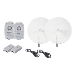 Kit de 2 radios B5X con antenasTXPD34B5X de (34 dBi), rango de frecuencia extendida (4.9 a 6.4 GHz),  incluye inyector POE, cable de alimentación y  para alineación, distancia de hasta 40 km