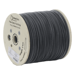 Carrete de 2 Kilómetros de Fibra Óptica Drop Plana, Interior/Exterior G.657A2 Monomodo de 1 Hilo (Unifibra), Dieléctrica, Forro Negro, Compatible con Conectores FASC, FASCUP, FASCLC