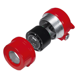Detector de flama industrial triple infrarrojo (IR3), visión de 90°, alcance configurable 15-60 m, salidas 4-20 mA, relés, HART y Modbus