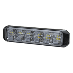Luz Auxiliar de 18 LED, Tricolor Rojo/Blanco/Azul, Lente Transparente, Bisel Negro, SAE