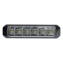 Luz Auxiliar de 18 LED, Tricolor Rojo/Blanco/Azul, Lente Transparente, Bisel Negro, SAE