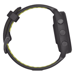 Forerunner® 265S, Bisel y carcasa en negro con correa de silicona en negro/amarillo