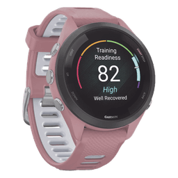 Forerunner® 265S, Bisel negro con carcasa en rosa y correa de silicona en rosa/gris