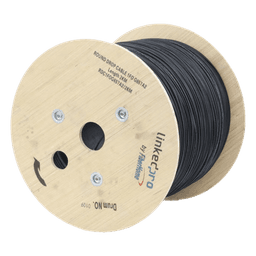 Carrete de 2 km de Fibra Óptica Aérea Tipo Drop Redonda (Figura 0) G.657A2, Monomodo, 1 Hilo, Forro de 3 mm