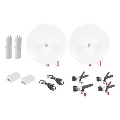 Kit completo de radio C5C con Antena TXP4865D34DP de 34 dBi, Frecuencia (4.9-6.5 GHz), para hasta 65 km, PoE, cable de alimentación y Jumpers Incluidos