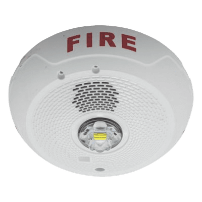 Sirena con lámpara estroboscópica LED de 2 hilos para techo, candela seleccionable, color blanco, compatible con SpectrAlert