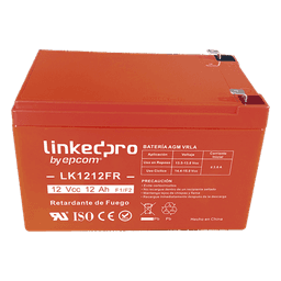 Batería de respaldo 12 V   | 12 Ah  |  AGM | Certificada UL94-V0 Retardante a la Flama  | Especial para Seguridad Electrónica | UPS  | Sistemas de Emergencia | Vida útil 5 años | Terminales F1  + Adaptador F2