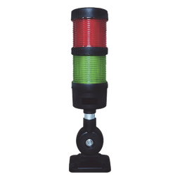 Torre LED Indicadora de estado de 2 niveles color Rojo y Verde, con Buzzer integrado a 85 dB,  a 24 VCD con Montaje incluido de 60 mm de diámetro