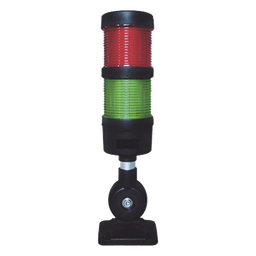 Torre LED Indicadora de estado de 2 niveles color Rojo y Verde, con Buzzer integrado a 85 dB,  a 110-240 VCA con Montaje incluido de 60 mm de diámetro