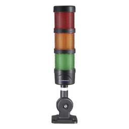 Torre LED Indicadora de estado de 3 niveles color Rojo, Ámbar y Verde, con Buzzer integrado a 85 dB,  a 24 VCD con Montaje incluido de 60 mm de diámetro