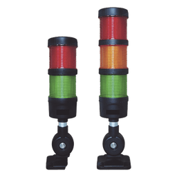 Torre LED Indicadora de estado de 3 niveles color Rojo, Ámbar y Verde, con Buzzer integrado a 85 dB,  a 24 VCD con Montaje incluido de 60 mm de diámetro