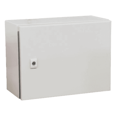 Gabinete de Acero IP66 Uso en Intemperie (500 x 300 x 300 mm) con Placa Trasera Interior Metálica y Compuerta Inferior Atornillable (Incluye Chapa y Llave T). Ideal para Centros de Carga y Tableros de Control