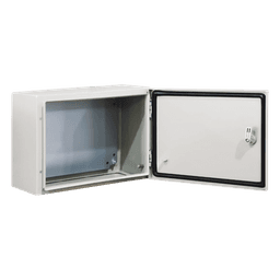Gabinete de Acero IP66 Uso en Intemperie (400 x 300 x 300 mm) con Placa Trasera Interior Metálica y Compuerta Inferior Atornillable (Incluye Chapa y Llave T). Ideal para Centros de Carga y Tableros de Control.