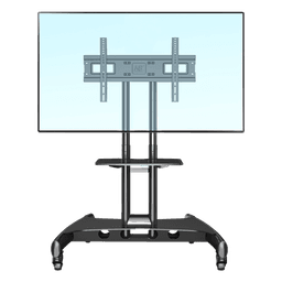 Soporte de Pantalla con Ruedas AVA1500601PNB / Compatible con Monitores de 32" a 75" / VESA 200x200 a 600x400 mm / Carga 45.5 kg (100 lbs) / Altura Ajustable 1120-1520 mm / Base para Accesorios / 4 Ruedas 360°