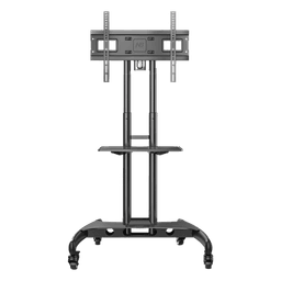 Soporte de Pantalla con Ruedas AVA1500601PNB / Compatible con Monitores de 32" a 75" / VESA 200x200 a 600x400 mm / Carga 45.5 kg (100 lbs) / Altura Ajustable 1120-1520 mm / Base para Accesorios / 4 Ruedas 360°