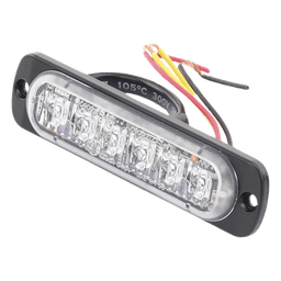 Luz Auxiliar de 6 LED, Ambar, Lente Transparente, SAE