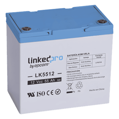 Batería de respaldo 12 V | 55 Ah |  AGM | Especial para Seguridad Electrónica | UPS | Sistemas de Emergencia  | Vida útil 5 años | Terminales T2