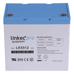 Batería de respaldo 12 V | 55 Ah |  AGM | Especial para Seguridad Electrónica | UPS | Sistemas de Emergencia  | Vida útil 5 años | Terminales T2