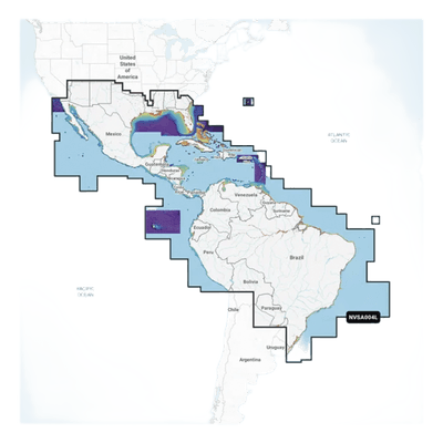 Cobertura Marítima / Costa de México, Centroamérica y Brasil / Incluye Golfo de EE. UU. y Costa Oriental / Bermudas, Bahamas, Cuba, Puerto Rico / Islas Vírgenes, Jamaica, Canal de Panamá / Costa Occidental de Sudam&e