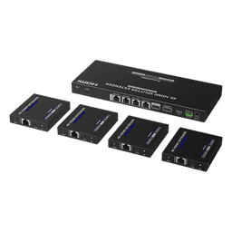 Kit Divisor y Extensor HDMI | 1x4 | Hasta 70 m |Resolución 4K @ 60 Hz |  Cat 6/6a/7 | IPCOLOR | CERO LATENCIA  | EDID | RS232 | Salida Loop / PoC