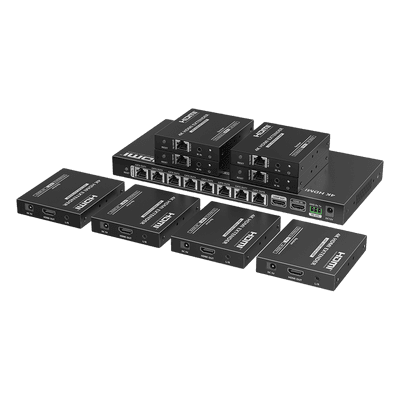 Kit Divisor y Extensor HDMI | 1x8 | Hasta 70 m |Resolución 4K @ 60 Hz |  Cat 6/6a/7 | IPCOLOR | CERO LATENCIA | Puerto S/PDIF | EDID | RS232 | Salida Loop / PoC