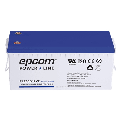 Batería de respaldo 12 V 200 Ah AGM | Certificada UL94-HB Retardo a la flama básica | Ciclo profundo | Para uso en aplicaciones fotovoltaicas y de emergencia | Terminales T5