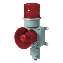 Combinación de baliza LED color roja con sirena electrónica para aplicaciones de la industria pesada  máx.120 dB a 24 VCD