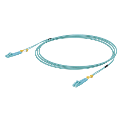 Jumper de Fibra Óptica Multimodo LC-LC Duplex 10 G, 50/125 OM3, Color Aqua, 3 Metros (9.84 Pies)