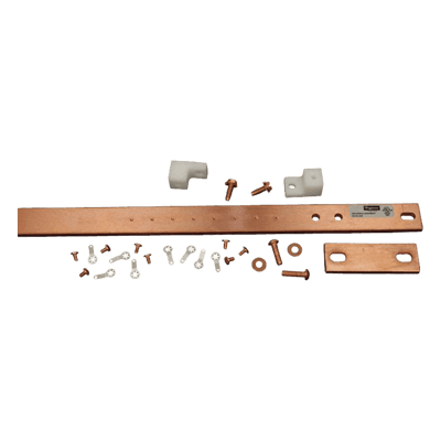 Barra de Tierra Física para Rack 19" (482.6 mm) / 1 UR / Aleación de Cobre 110 Estañado / Espesor 6 mm / Cumple EIA-310-D / Incluye Kit de Montaje