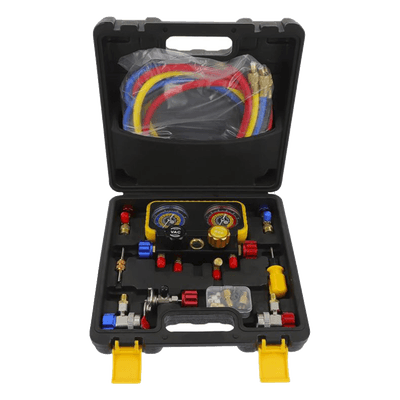  Manómetro de 4 vías con Accesorios para Gas refrigerante  R410A/ R32/ R134A/R22 