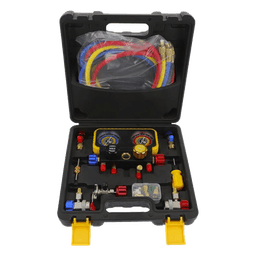  Manómetro de 4 vías con Accesorios para Gas refrigerante  R410A/ R32/ R134A/R22 