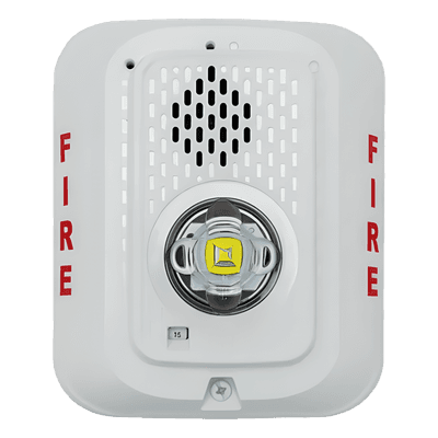 Sirena con lámpara estroboscópica LED de 2 hilos para pared, candela seleccionable, color blanco, compatible con SpectrAlert
