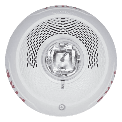 Bocina con Lámpara Estroboscópica, Montaje en Techo, Color Blanco, Nuevo Diseño Moderno y Elegante y Menor Consumo de Corriente
