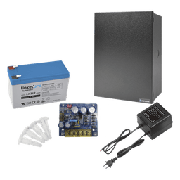 Kit con fuente PLB3 con salida de 12 Vcc a 4 Amper, incluye transformador y batería de 12 V a 7 Amper 