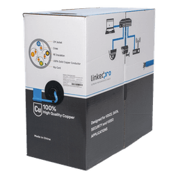 Bobina de Cable de 305 Metros (1000 Pies) Cat6+, CM, Calibre 23 Alto Rendimiento, ETL, UL, Color Azul, Super Flexible, para Aplicaciones de Video Vigilancia, Video HD, y Redes de Datos. Uso Interior.